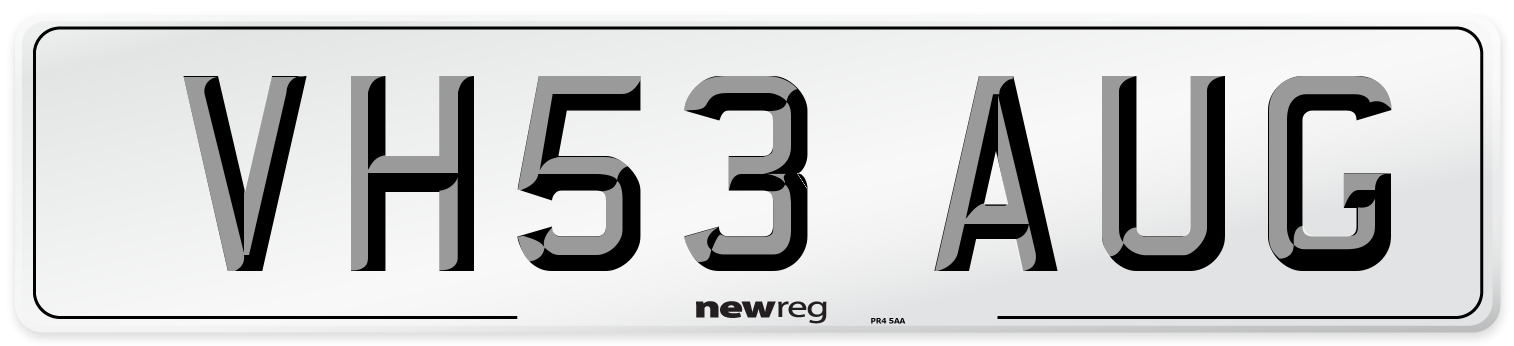 VH53 AUG Number Plate from New Reg